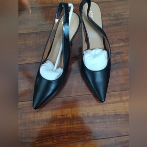 Lisa Vicky PIPER Slingback Pumps in Black Leather Women's Size 12 New